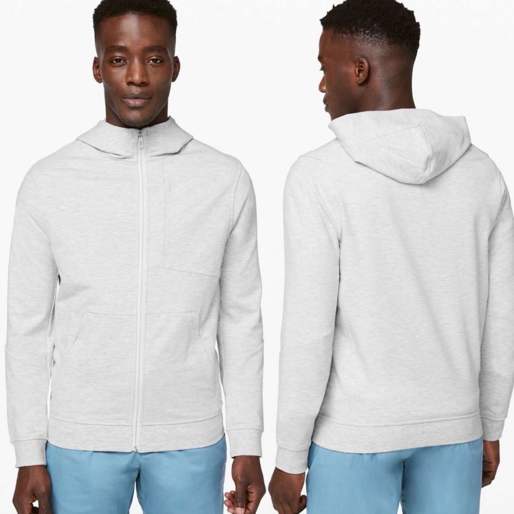 Lululemon City Sweat Zip Hoodie Heathered Light Grey Size‎ Medium Full Zipper M